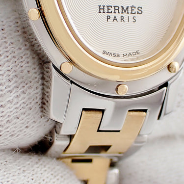腕時計 エルメス HERMES クリッパー オーバル CO1.220 CO1.220.220/3787 クオーツ レディース シルバー ギョーシェ 楕円形