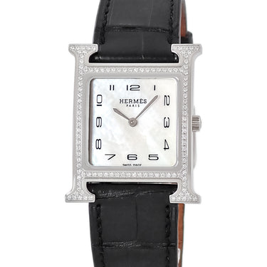 腕時計 エルメス HERMES Hウォッチ MM HH1.531 クオーツ メンズ レディース 純正ダイヤ ホワイト シェル アラビア H型 ミディアム