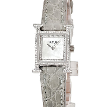 腕時計 エルメス HERMES Hウォッチ ミニ TPM HH1.132 W057239WW00 クオーツ レディース 純正ダイヤ ホワイト シェル スクエア