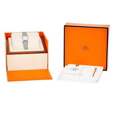 腕時計 エルメス HERMES Hウォッチ ミニ TPM HH1.132 W057239WW00 クオーツ レディース 純正ダイヤ ホワイト シェル スクエア