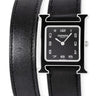 腕時計 エルメス HERMES Hウォッチ MM HH1.521 W044867WW00 クオーツ メンズ レディース ドゥブルトゥール H型 黒 アラビア スクエア