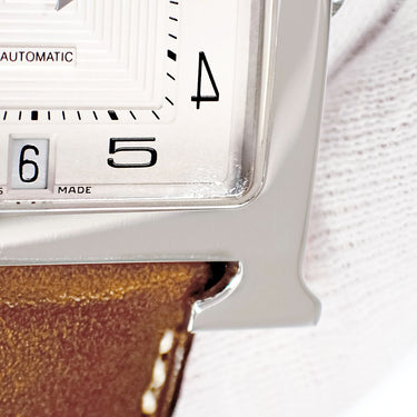 腕時計 エルメス HERMES Hウォッチ TGM HH2.810 自動巻き メンズ H型 デイト シルバー ギョーシェ アラビア スクエア