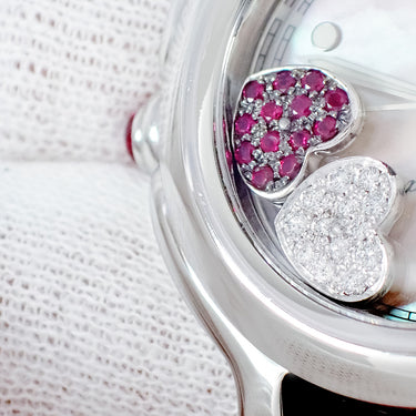 腕時計 ショパール CHOPARD ハッピースポーツ 27/8238-21 クオーツ レディース 純正ダイヤ&ルビー ピンク シェル ムービングハート