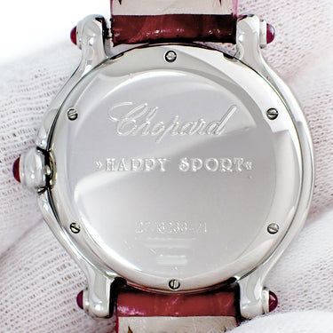 腕時計 ショパール CHOPARD ハッピースポーツ 27/8238-21 クオーツ レディース 純正ダイヤ&ルビー ピンク シェル ムービングハート