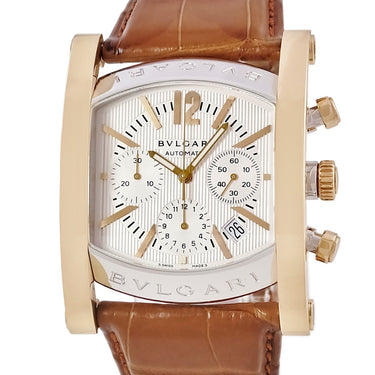 腕時計 ブルガリ BVLGARI アショーマ クロノグラフ AA48SGCH 自動巻き メンズ K18YG×SS コンビ 縦縞 ギョーシェ デイト