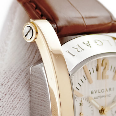 腕時計 ブルガリ BVLGARI アショーマ クロノグラフ AA48SGCH 自動巻き メンズ K18YG×SS コンビ 縦縞 ギョーシェ デイト