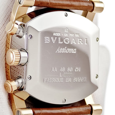 腕時計 ブルガリ BVLGARI アショーマ クロノグラフ AA48SGCH 自動巻き メンズ K18YG×SS コンビ 縦縞 ギョーシェ デイト