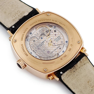 腕時計 ショーメ CHAUMET ダンディ パワーリザーブインジケーター W11884-25B 手巻き メンズ K18PG無垢 ブラック デイト 限定