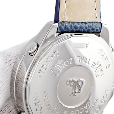 腕時計 ジェイコブ JACOB&CO 5タイムゾーン 47mm ワールドマップ JC-124D クオーツ メンズ 純正ダイヤ パヴェ シェル 青 GMT デイト