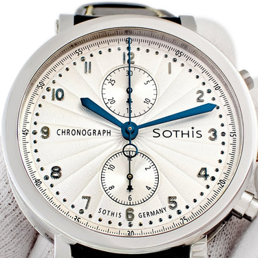 腕時計 ソーティス Sothis ペガサス クロノグラフ 029002-S 自動巻き メンズ シルバー ギョーシェ 青針 アラビア 限定