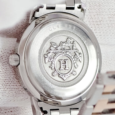 腕時計 エルメス HERMES クリッパー ナクレ CL4.221 クオーツ レディース ホワイト シェル アラビア デイト