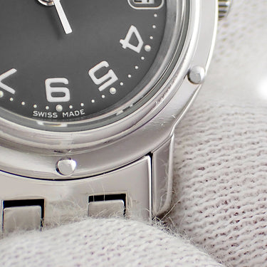 腕時計 エルメス HERMES クリッパー CL4.210 クオーツ レディース グレー アラビア デイト ラウンド 3針
