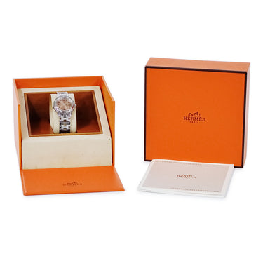 腕時計 エルメス HERMES クリッパー CL4.210 クオーツ レディース ピンクゴールドカラー サンレイ アラビア デイト