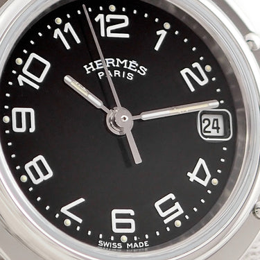 腕時計 エルメス HERMES クリッパー CL4.210 クオーツ レディース ブラック 黒 アラビア デイト ラウンド 3針