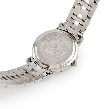 腕時計 エルメス HERMES クリッパー CL4.220 クオーツ レディース ベージュ クリーム デイト アラビア Hマークブレス