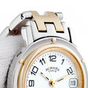 腕時計 エルメス HERMES クリッパー CL4.220 CL4.220.130/3752 クオーツ レディース ホワイト デイト アラビア Hマークブレス