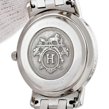 腕時計 エルメス HERMES クリッパー CL4.220 CL4.220.130/3752 クオーツ レディース ホワイト デイト アラビア Hマークブレス