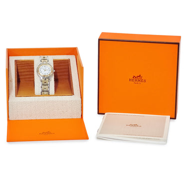 腕時計 エルメス HERMES クリッパー CL4.220 CL4.220.130/3752 クオーツ レディース ホワイト デイト アラビア Hマークブレス