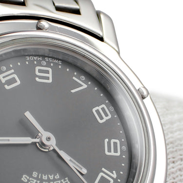 腕時計 エルメス HERMES クリッパー CL4.210 クオーツ レディース グレー デイト アラビア ラウンド サンレイ
