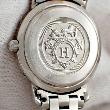 腕時計 エルメス HERMES クリッパー CL4.210 クオーツ レディース グレー デイト アラビア ラウンド サンレイ