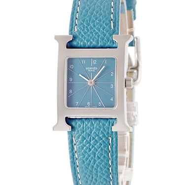 腕時計 エルメス HERMES Hウォッチ PM HH1.210 クオーツ レディース ブルー 青 アラビア スクエア H型