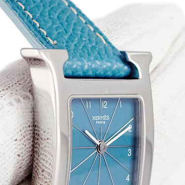 腕時計 エルメス HERMES Hウォッチ PM HH1.210 クオーツ レディース ブルー 青 アラビア スクエア H型