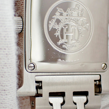 腕時計 エルメス HERMES Hウォッチ PM HH1.210 クオーツ レディース オレンジ 橙 アラビア スクエア H型 カジュアル