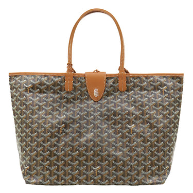 ゴヤール GOYARD サンルイPM ブラック×タン PVCコーティングキャンバス ゴヤールディンキャンバス シュヴロッシュカーフスキン トートバッグ シルバー金具 バッグクリップ付き リバーシブル