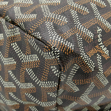 ゴヤール GOYARD サンルイPM ブラック×タン PVCコーティングキャンバス ゴヤールディンキャンバス シュヴロッシュカーフスキン トートバッグ シルバー金具 バッグクリップ付き リバーシブル
