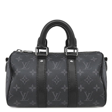 ルイヴィトン LOUIS VUITTON キーポル バンドリエール 25 M46271 モノグラムエクリプス レザー モノグラムエクリプスリバースキャンバス 2WAYバッグ ガンメタル金具 黒 ショルダー ハンドバッグ