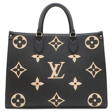 ルイヴィトン LOUIS VUITTON オンザゴー MM M45495 ブラック×ベージュ モノグラムアンプラント トートバッグ ゴールド金具 バイカラー 肩掛け