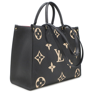 ルイヴィトン LOUIS VUITTON オンザゴー MM M45495 ブラック×ベージュ モノグラムアンプラント トートバッグ ゴールド金具 バイカラー 肩掛け