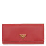 プラダ PRADA トライアングル ロゴ 1MH132 FUOCO レザー サフィアーノレザー 長財布 ゴールド金具 赤 フォーコ 二つ折り 三角ロゴ