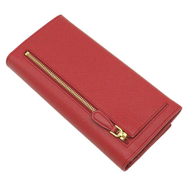 プラダ PRADA トライアングル ロゴ 1MH132 FUOCO レザー サフィアーノレザー 長財布 ゴールド金具 赤 フォーコ 二つ折り 三角ロゴ