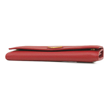 プラダ PRADA トライアングル ロゴ 1MH132 FUOCO レザー サフィアーノレザー 長財布 ゴールド金具 赤 フォーコ 二つ折り 三角ロゴ
