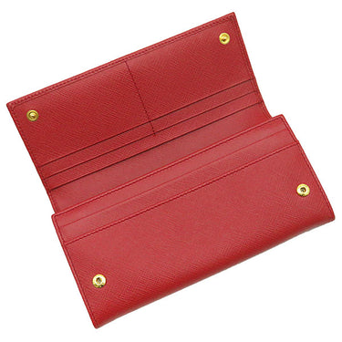 プラダ PRADA トライアングル ロゴ 1MH132 FUOCO レザー サフィアーノレザー 長財布 ゴールド金具 赤 フォーコ 二つ折り 三角ロゴ