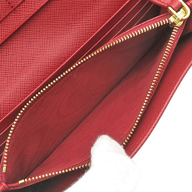 プラダ PRADA トライアングル ロゴ 1MH132 FUOCO レザー サフィアーノレザー 長財布 ゴールド金具 赤 フォーコ 二つ折り 三角ロゴ