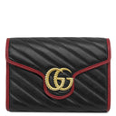グッチ GUCCI ロゴ チェーンウォレット 573807 ブラック×レッド レザー ショルダーバッグ ヴィンテージ金具 GG