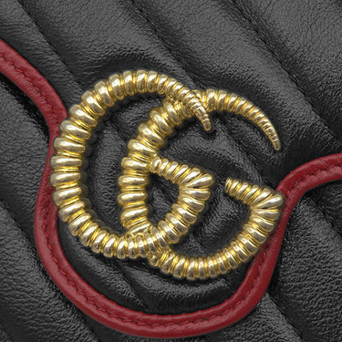 グッチ GUCCI ロゴ チェーンウォレット 573807 ブラック×レッド レザー ショルダーバッグ ヴィンテージ金具 GG