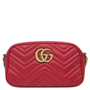 グッチ GUCCI スモール カメラバッグ 447632 レッド レザー シェブロンキルティングレザー ショルダーバッグ ゴールド金具 キルティング