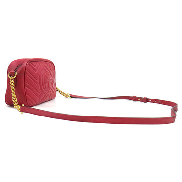 グッチ GUCCI スモール カメラバッグ 447632 レッド レザー シェブロンキルティングレザー ショルダーバッグ ゴールド金具 キルティング