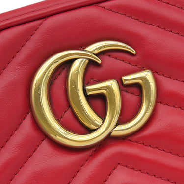グッチ GUCCI スモール カメラバッグ 447632 レッド レザー シェブロンキルティングレザー ショルダーバッグ ゴールド金具 キルティング