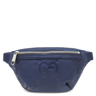 グッチ GUCCI ジャンボGG ベルトバッグ 658582 ネイビー レザー GGエンボスレザー ボディバッグ シルバー金具 ウエストバッグ 紺