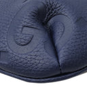 グッチ GUCCI ジャンボGG ベルトバッグ 658582 ネイビー レザー GGエンボスレザー ボディバッグ シルバー金具 ウエストバッグ 紺