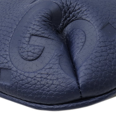 グッチ GUCCI ジャンボGG ベルトバッグ 658582 ネイビー レザー GGエンボスレザー ボディバッグ シルバー金具 ウエストバッグ 紺