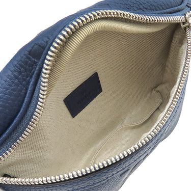グッチ GUCCI ジャンボGG ベルトバッグ 658582 ネイビー レザー GGエンボスレザー ボディバッグ シルバー金具 ウエストバッグ 紺