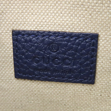 グッチ GUCCI ジャンボGG ベルトバッグ 658582 ネイビー レザー GGエンボスレザー ボディバッグ シルバー金具 ウエストバッグ 紺