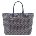 ゴヤール GOYARD サンルイPM ネイビーブルー PVCコーティングキャンバス ゴヤールディンキャンバス シュヴロッシュカーフスキン トートバッグ シルバー金具 リバーシブル ヘリンボーン