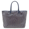 ゴヤール GOYARD サンルイPM ネイビーブルー PVCコーティングキャンバス ゴヤールディンキャンバス シュヴロッシュカーフスキン トートバッグ シルバー金具 リバーシブル ヘリンボーン