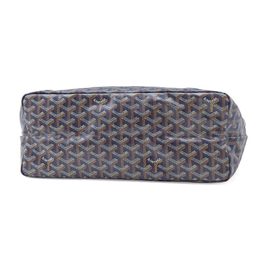 ゴヤール GOYARD サンルイPM ネイビーブルー PVCコーティングキャンバス ゴヤールディンキャンバス シュヴロッシュカーフスキン トートバッグ シルバー金具 リバーシブル ヘリンボーン